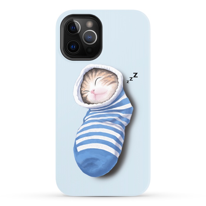 iPhone 12 Pro StrongFit Cat in The Sock by Tummeow