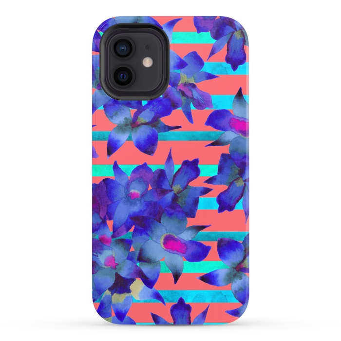 iPhone 12 StrongFit Coral Stripes by Amaya Brydon