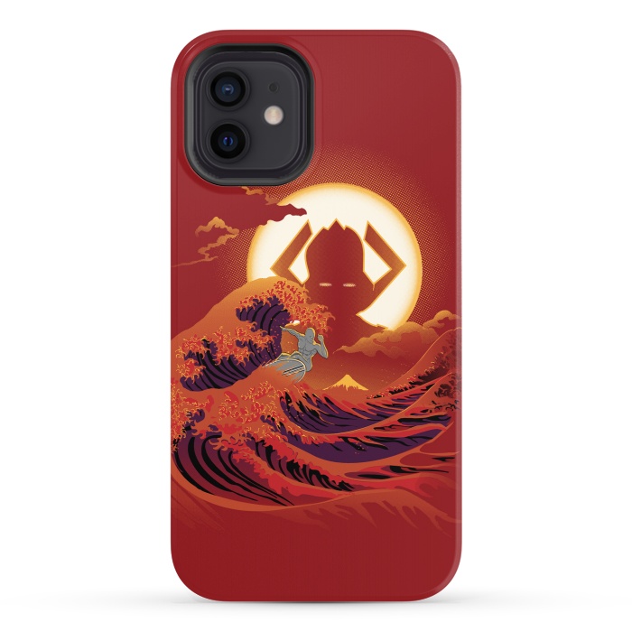 iPhone 12 StrongFit Surfing with the Alien by Samiel Art