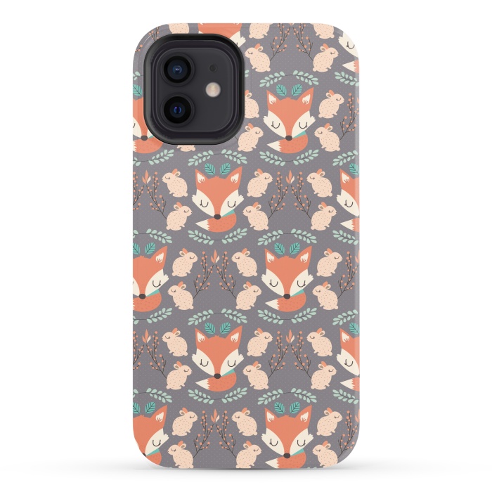 iPhone 12 StrongFit Foxes and bunnies by Maria Jose Da Luz