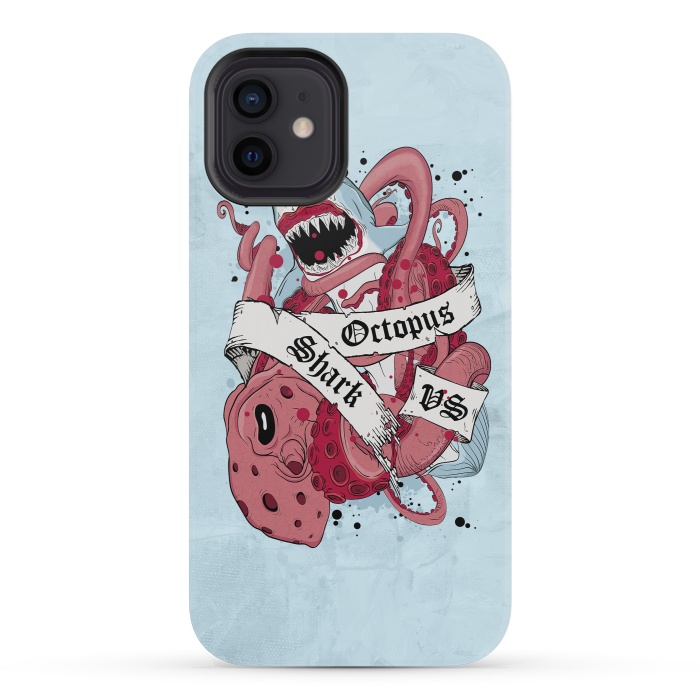 iPhone 12 mini StrongFit Shark vs Octopus by Sitchko