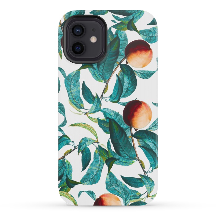 iPhone 12 mini StrongFit Fruit and Leaf Pattern by Burcu Korkmazyurek