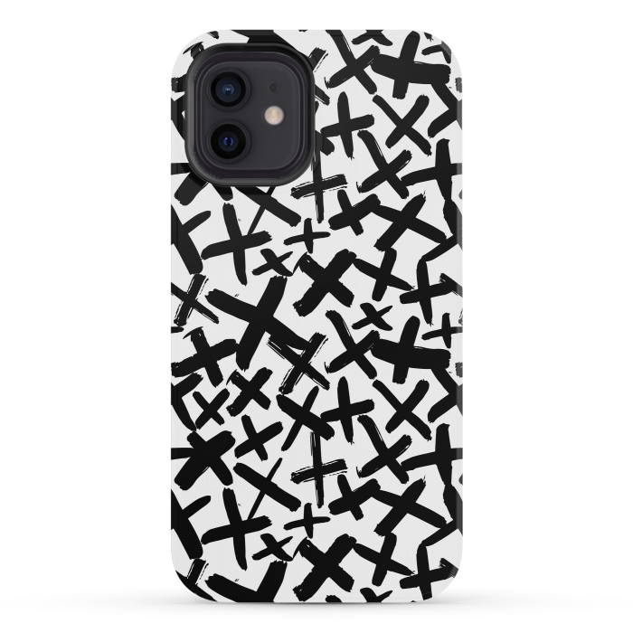 iPhone 12 mini StrongFit Black and white kisses by Laura Grant