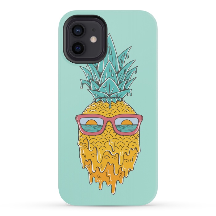 iPhone 12 mini StrongFit Pineapple Summer Blue by Coffee Man