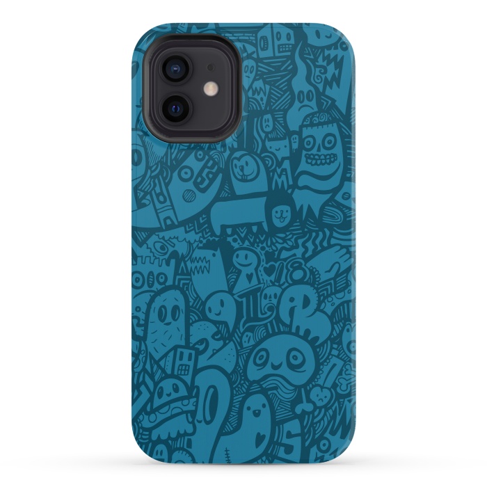 iPhone 12 StrongFit Blue Doodle by Wotto