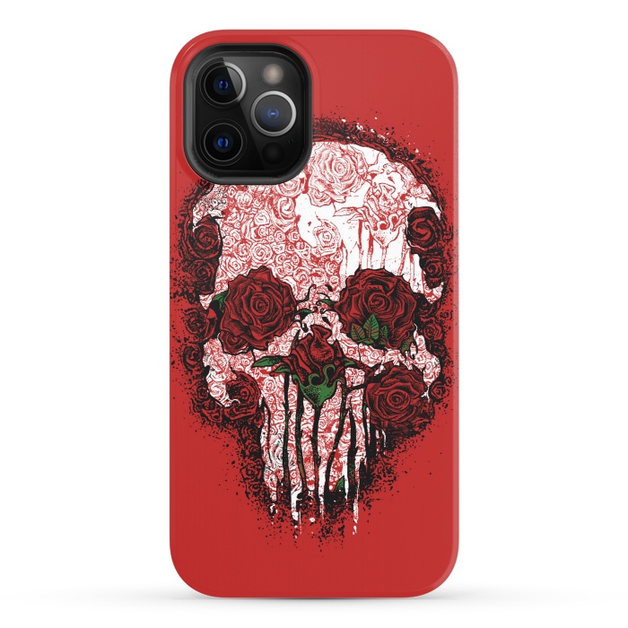 iPhone 12 Pro StrongFit Skull Roses by Branko Ricov