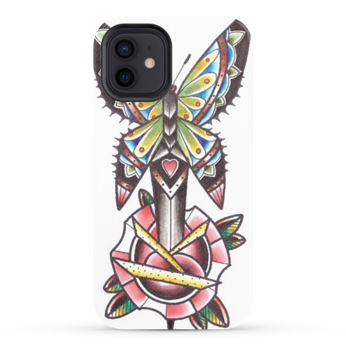 iPhone 12 StrongFit Butterfly dagger rose by Evaldas Gulbinas 