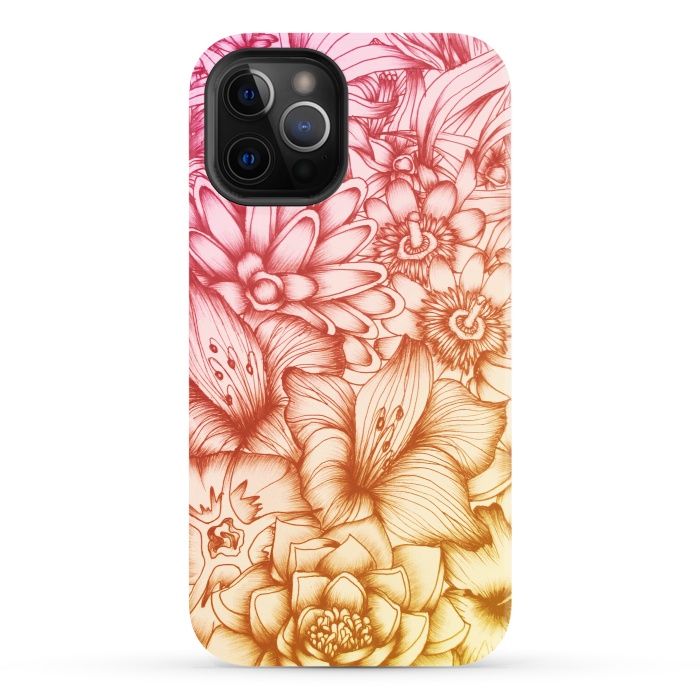 iPhone 12 Pro StrongFit Tropical Flowers by ECMazur 