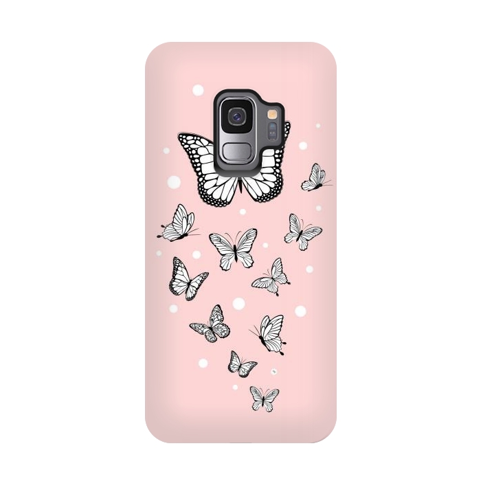 Galaxy S9 StrongFit Pink Butterflies by Martina