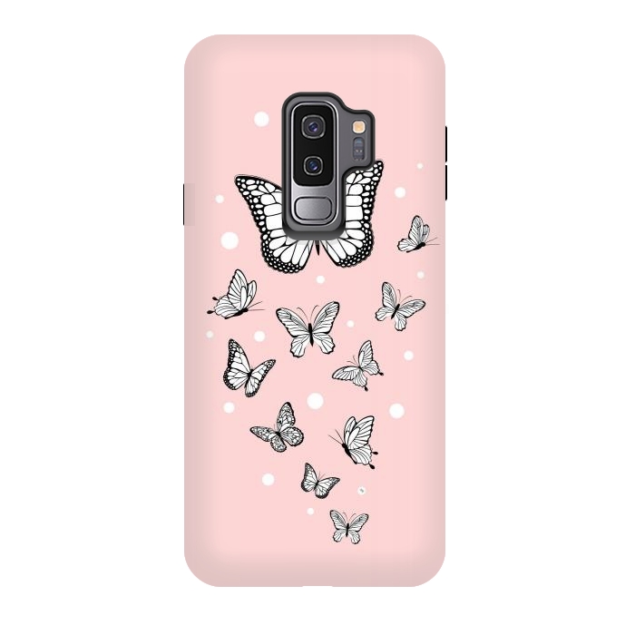 Galaxy S9 plus StrongFit Pink Butterflies by Martina