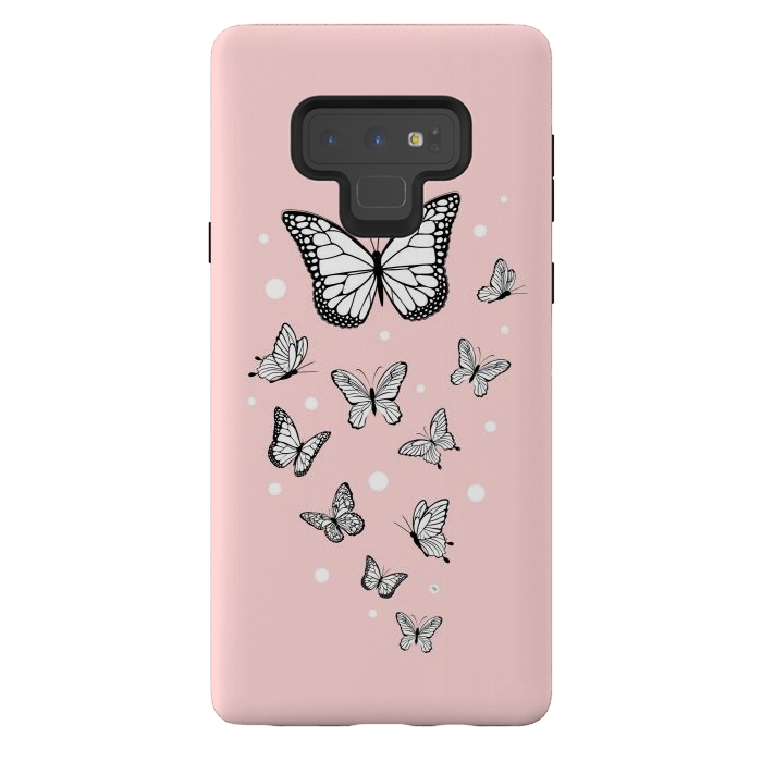 Galaxy Note 9 StrongFit Pink Butterflies by Martina