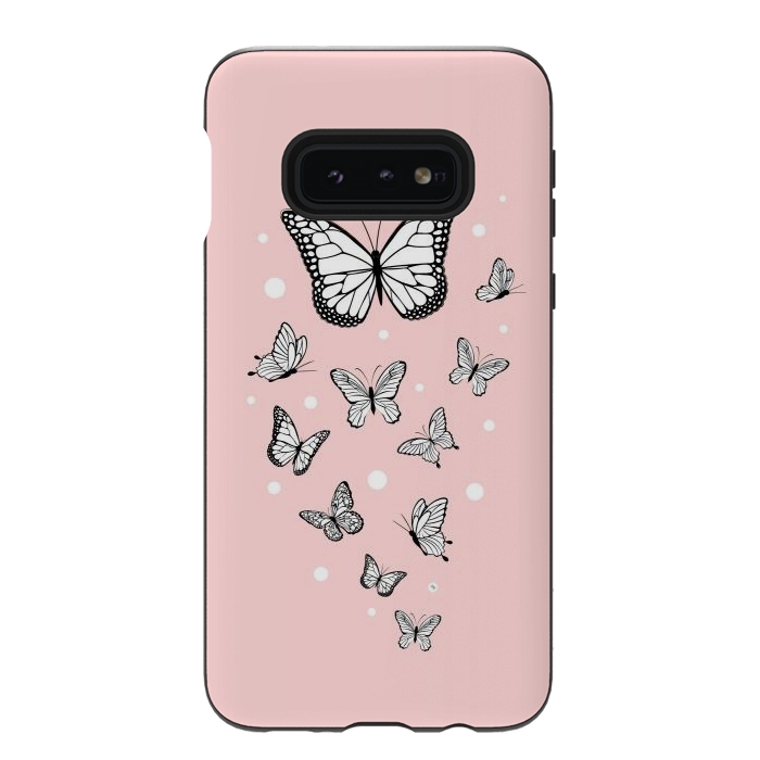 Galaxy S10e StrongFit Pink Butterflies by Martina