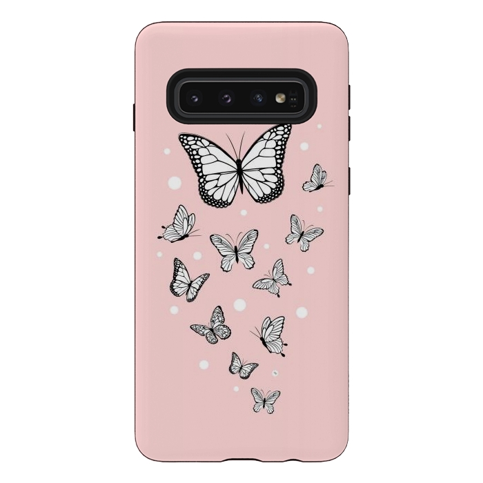 Galaxy S10 StrongFit Pink Butterflies by Martina