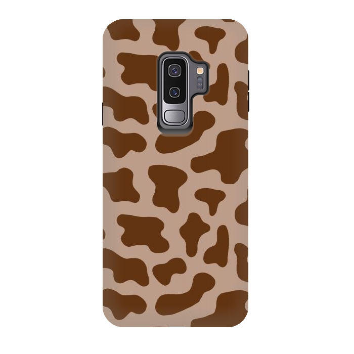 Galaxy S9 plus StrongFit Chocolate Milk Brown Cow Print by Julie Erin Designs