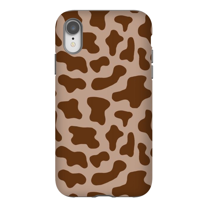 iPhone Xr StrongFit Chocolate Milk Brown Cow Print by Julie Erin Designs