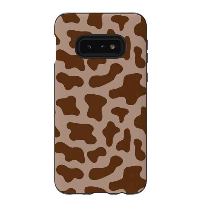 Galaxy S10e StrongFit Chocolate Milk Brown Cow Print by Julie Erin Designs