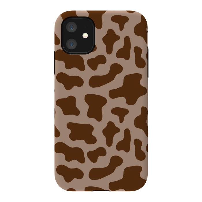 iPhone 11 StrongFit Chocolate Milk Brown Cow Print by Julie Erin Designs