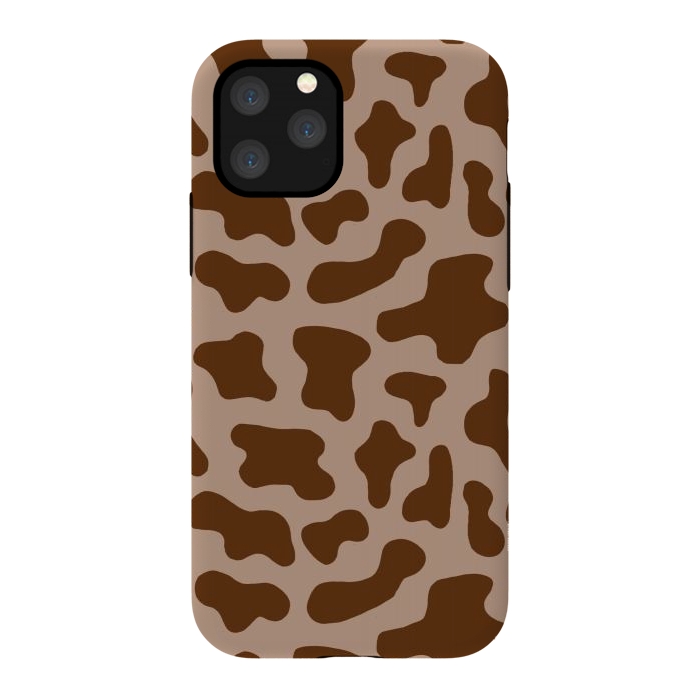 iPhone 11 Pro StrongFit Chocolate Milk Brown Cow Print by Julie Erin Designs