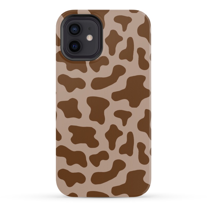 iPhone 12 mini StrongFit Chocolate Milk Brown Cow Print by Julie Erin Designs