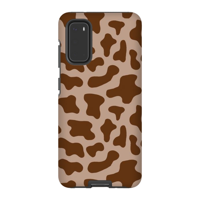 Galaxy S20 StrongFit Chocolate Milk Brown Cow Print by Julie Erin Designs