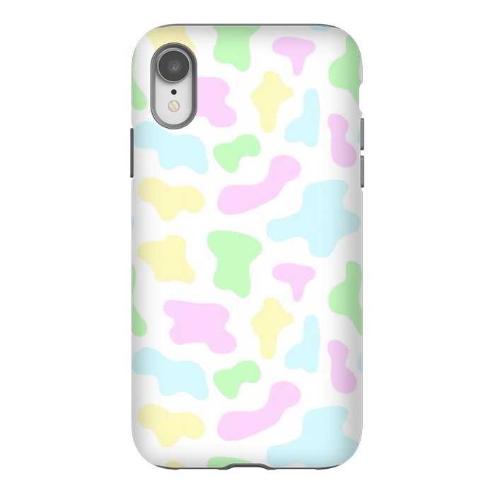 iPhone Xr StrongFit Pastel Rainbow Cow Print by Julie Erin Designs