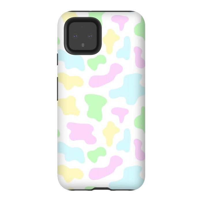 Pixel 4 StrongFit Pastel Rainbow Cow Print by Julie Erin Designs