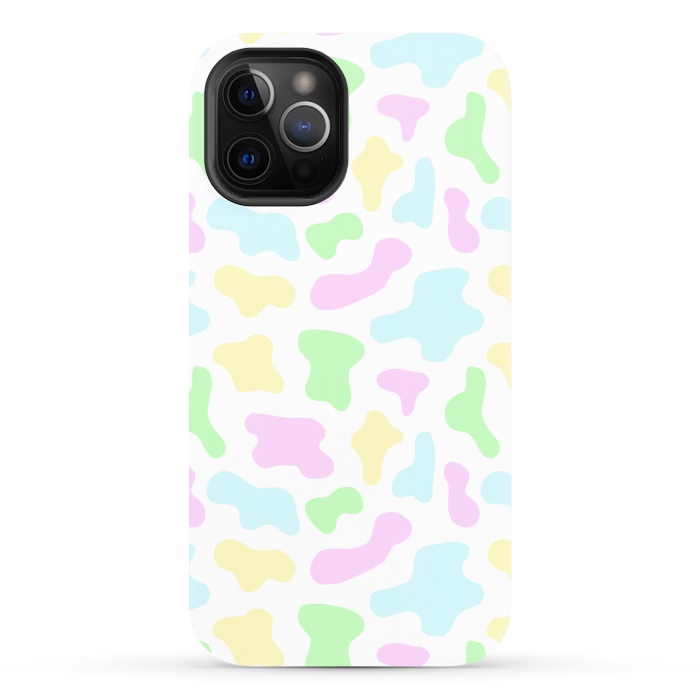 iPhone 12 Pro Max StrongFit Pastel Rainbow Cow Print by Julie Erin Designs