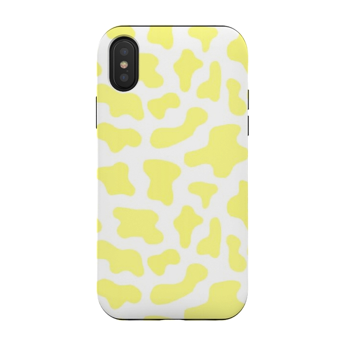 iPhone Xs / X StrongFit Yellow Cow Print by Julie Erin Designs