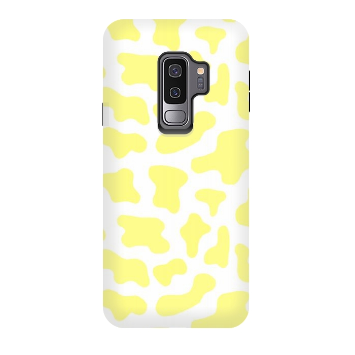 Galaxy S9 plus StrongFit Yellow Cow Print by Julie Erin Designs