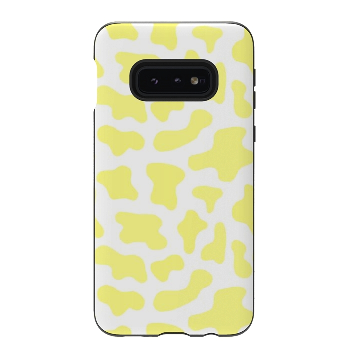 Galaxy S10e StrongFit Yellow Cow Print by Julie Erin Designs