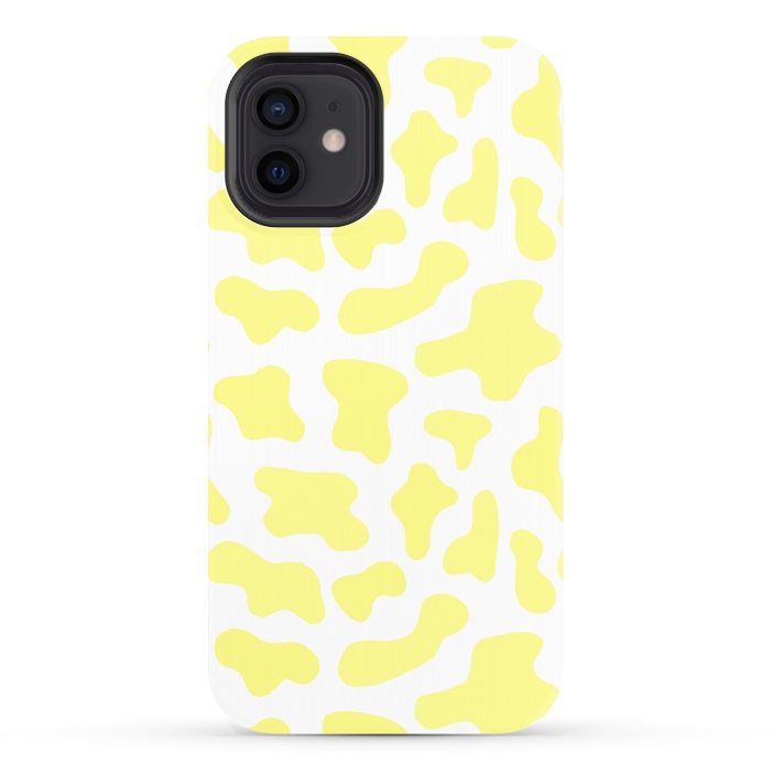 iPhone 12 StrongFit Yellow Cow Print by Julie Erin Designs