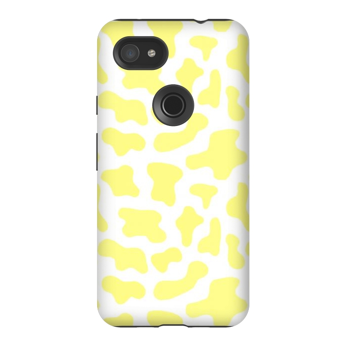 Pixel 3AXL StrongFit Yellow Cow Print by Julie Erin Designs