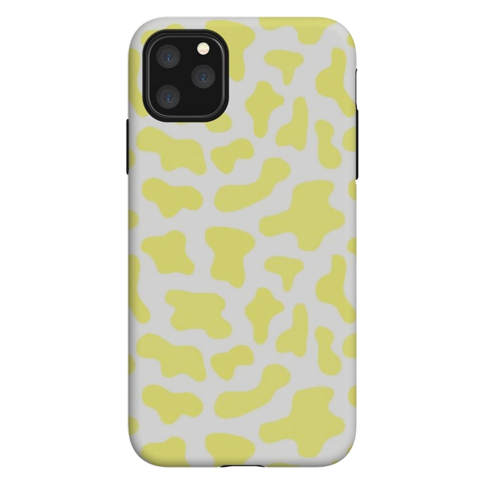 iPhone 11 Pro Max StrongFit Yellow Cow Print by Julie Erin Designs