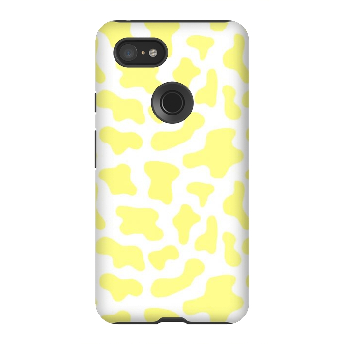 Pixel 3XL StrongFit Yellow Cow Print by Julie Erin Designs