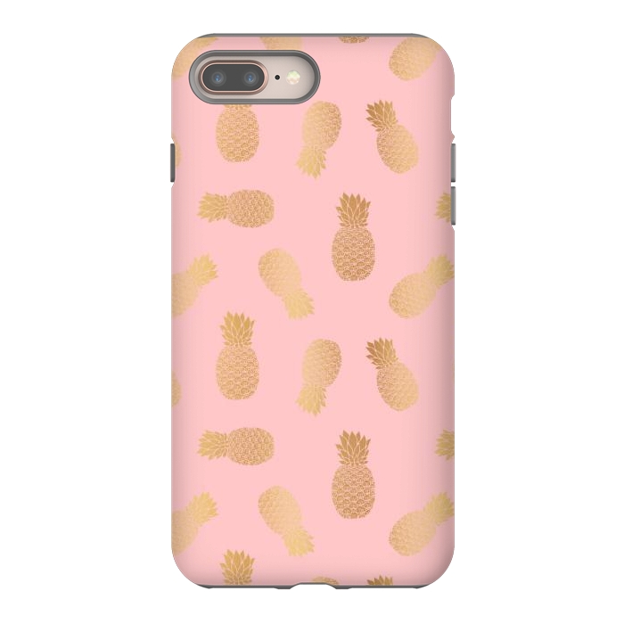 iPhone 7 plus StrongFit Pink and Gold Pineapples by Julie Erin Designs