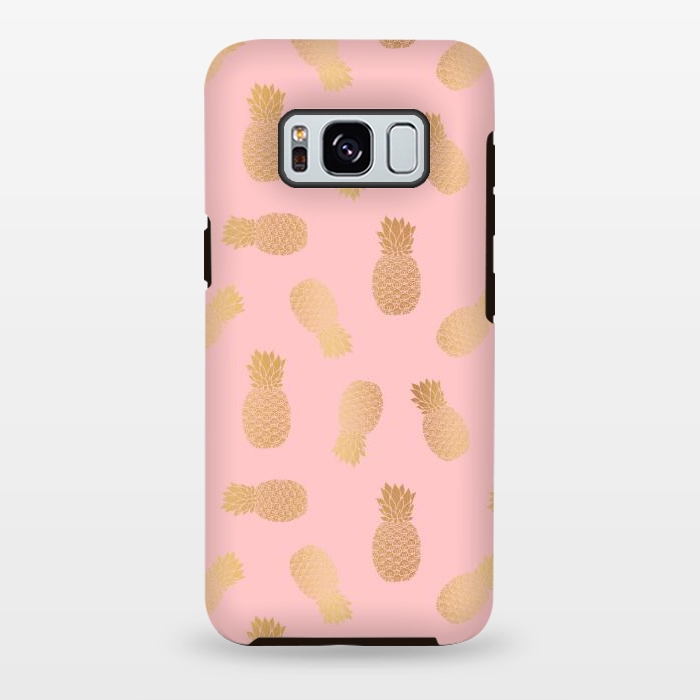Galaxy S8 plus StrongFit Pink and Gold Pineapples by Julie Erin Designs