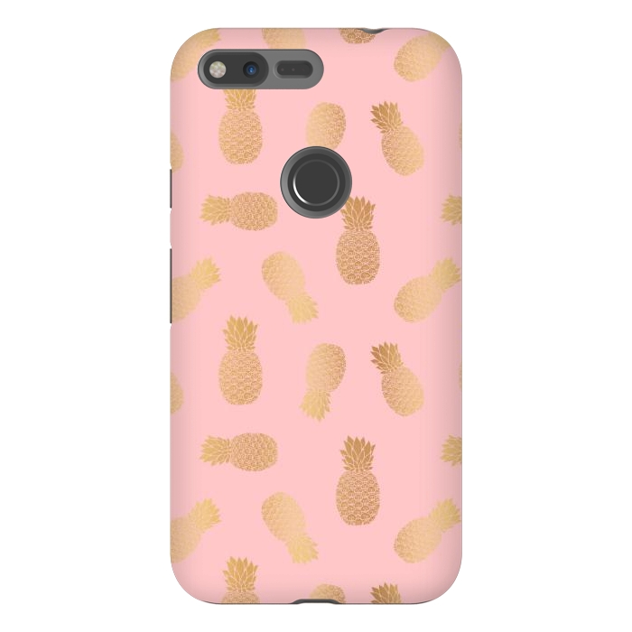 Pixel XL StrongFit Pink and Gold Pineapples by Julie Erin Designs