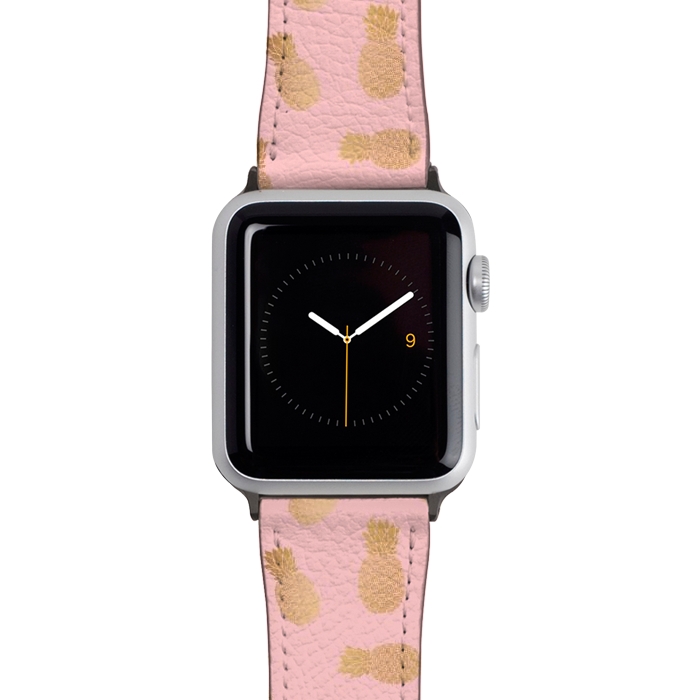 Watch 38mm / 40mm Strap PU leather Pink and Gold Pineapples by Julie Erin Designs