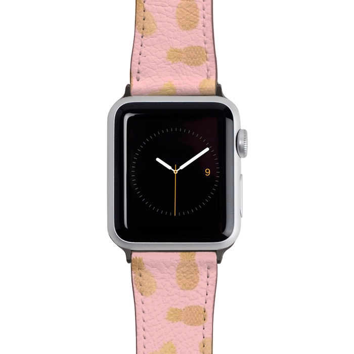 Watch 42mm / 44mm Strap PU leather Pink and Gold Pineapples by Julie Erin Designs