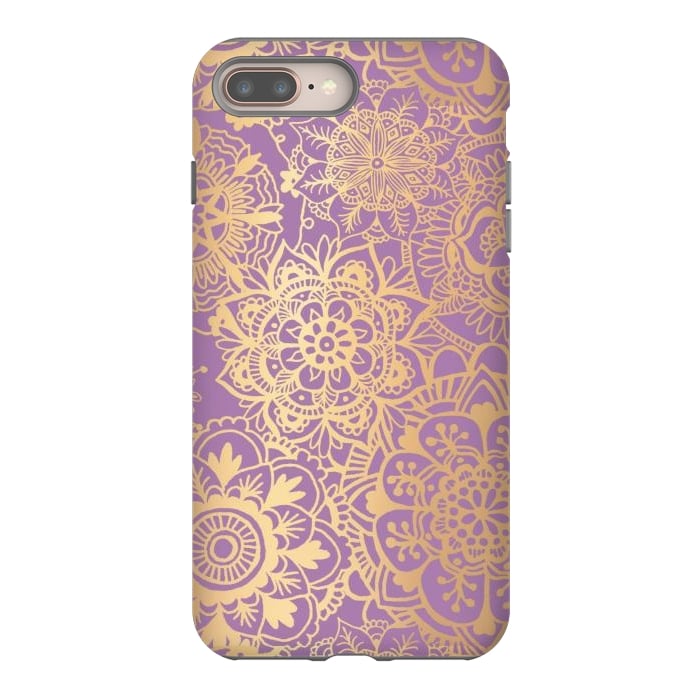 iPhone 7 plus StrongFit Light Purple and Gold Mandala Pattern by Julie Erin Designs