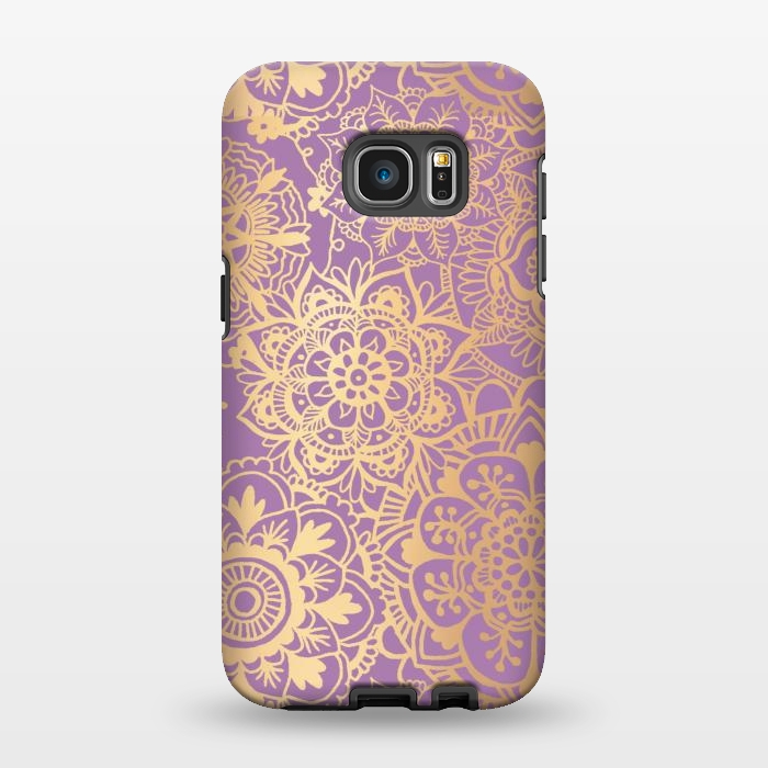 Galaxy S7 EDGE StrongFit Light Purple and Gold Mandala Pattern by Julie Erin Designs
