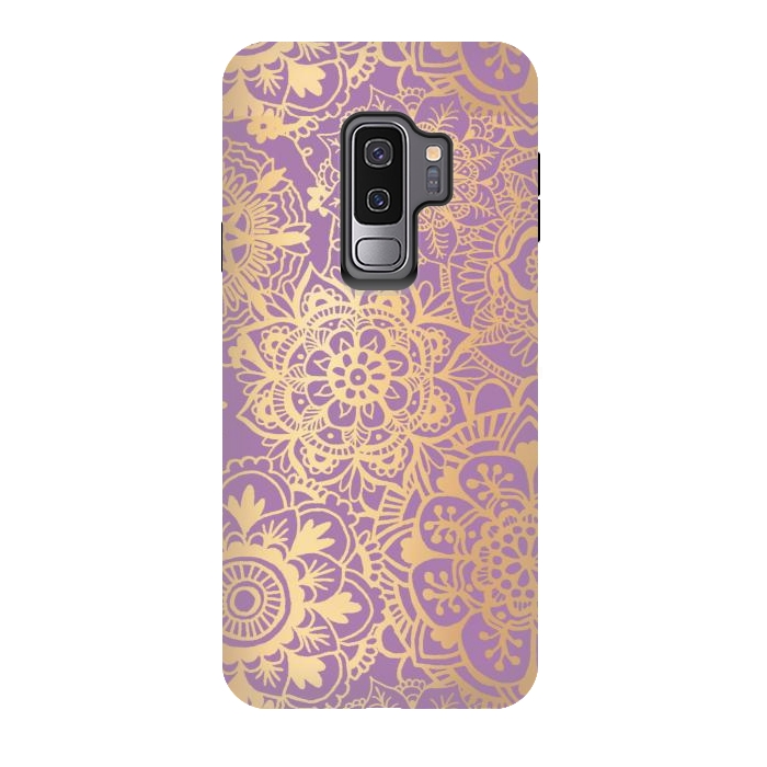 Galaxy S9 plus StrongFit Light Purple and Gold Mandala Pattern by Julie Erin Designs