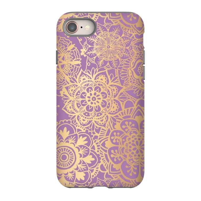 iPhone 8 StrongFit Light Purple and Gold Mandala Pattern by Julie Erin Designs
