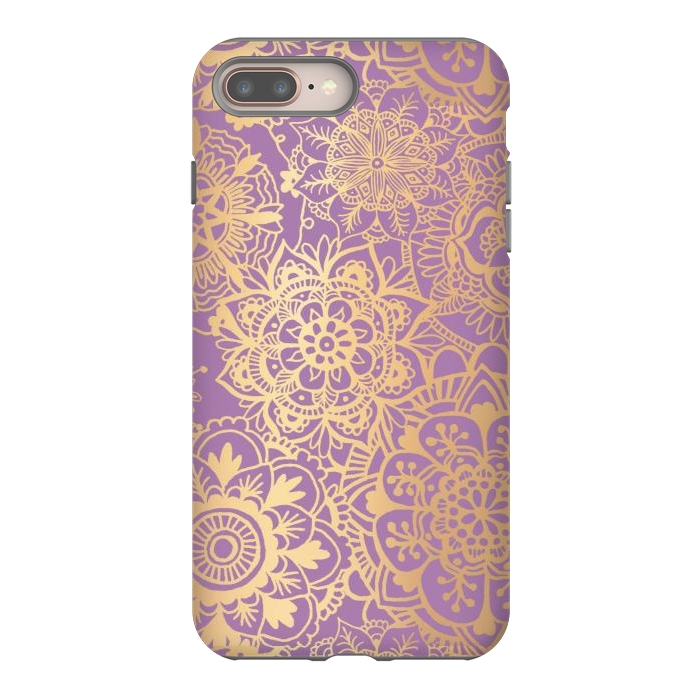 iPhone 8 plus StrongFit Light Purple and Gold Mandala Pattern by Julie Erin Designs