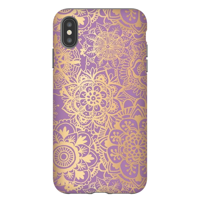 iPhone Xs Max StrongFit Light Purple and Gold Mandala Pattern by Julie Erin Designs