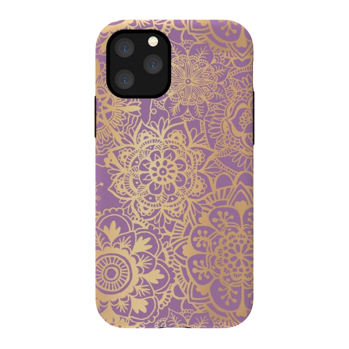 iPhone 11 Pro StrongFit Light Purple and Gold Mandala Pattern by Julie Erin Designs