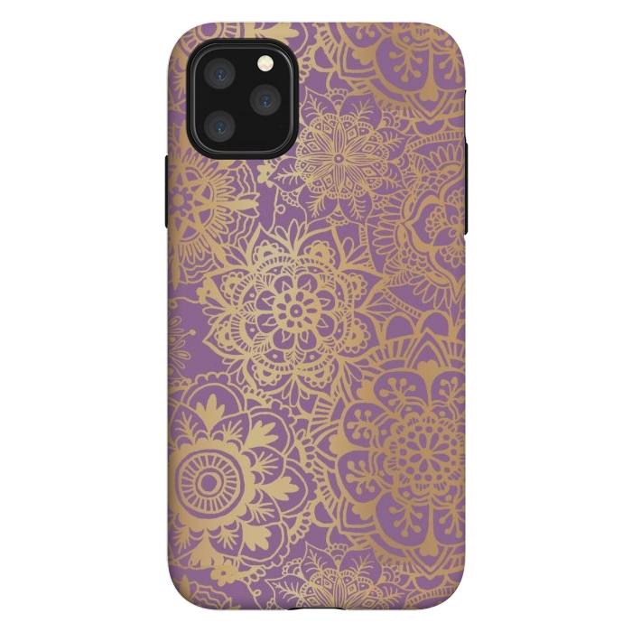 iPhone 11 Pro Max StrongFit Light Purple and Gold Mandala Pattern by Julie Erin Designs