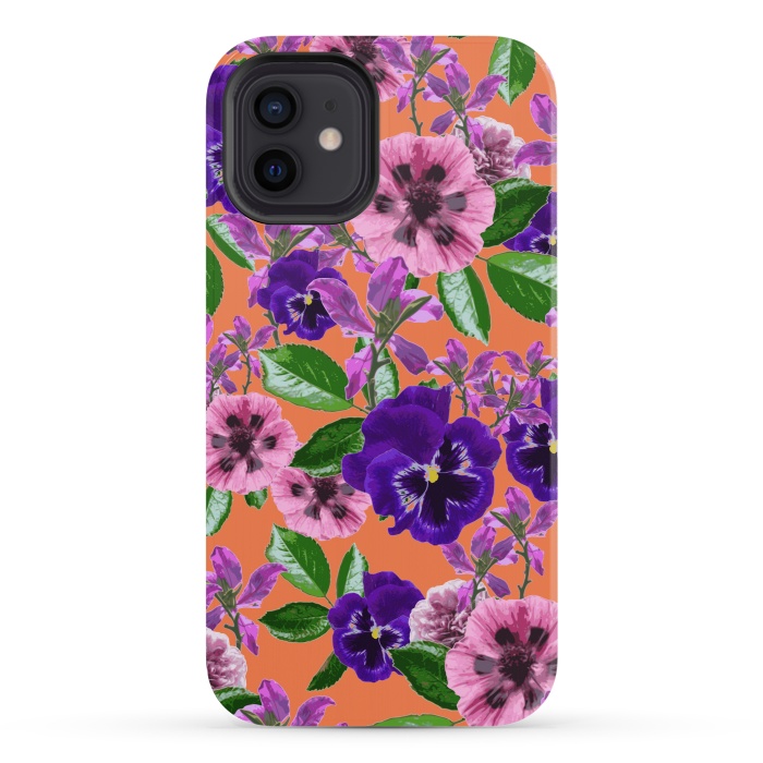 iPhone 12 StrongFit Orange Floral Garden by Zala Farah