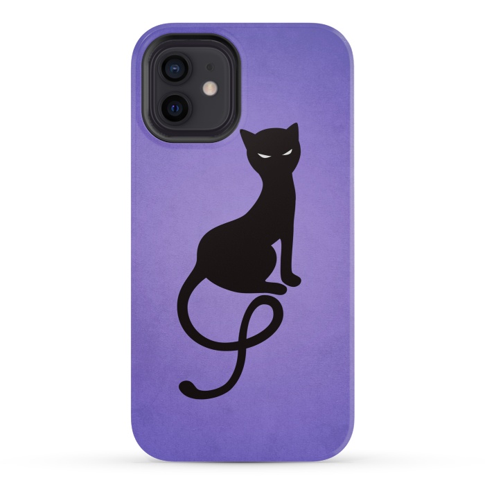 iPhone 12 mini StrongFit Purple Gracious Evil Black Cat by Boriana Giormova