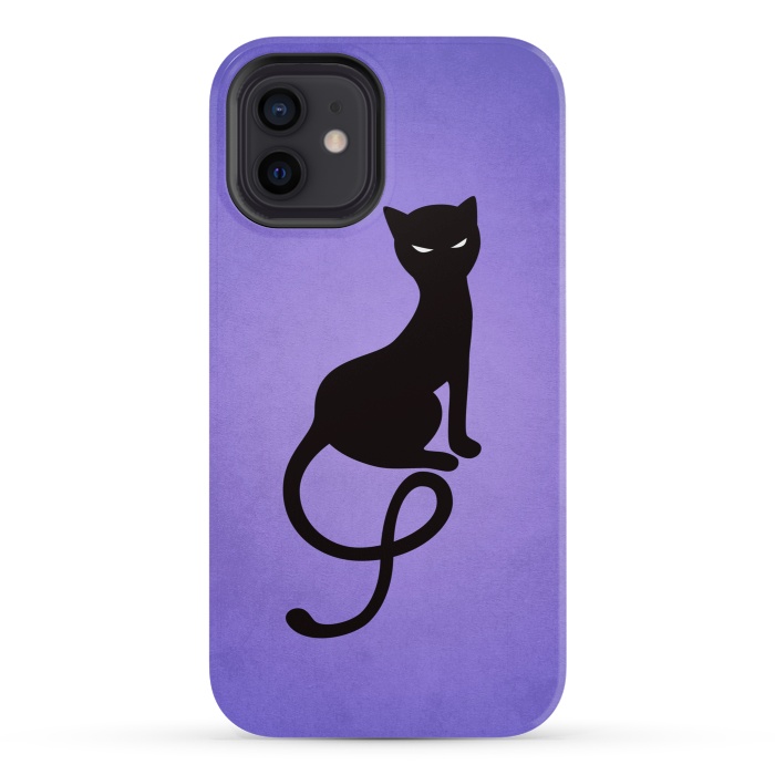 iPhone 12 StrongFit Purple Gracious Evil Black Cat by Boriana Giormova